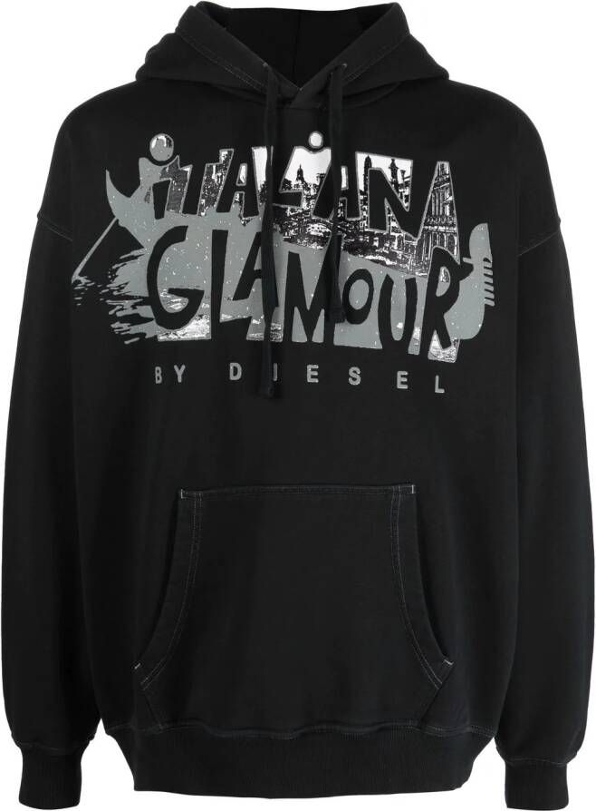 Diesel Grafische hoodie Zwart