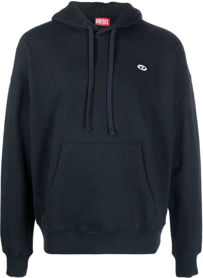 Diesel Hoodie met logopatch Blauw