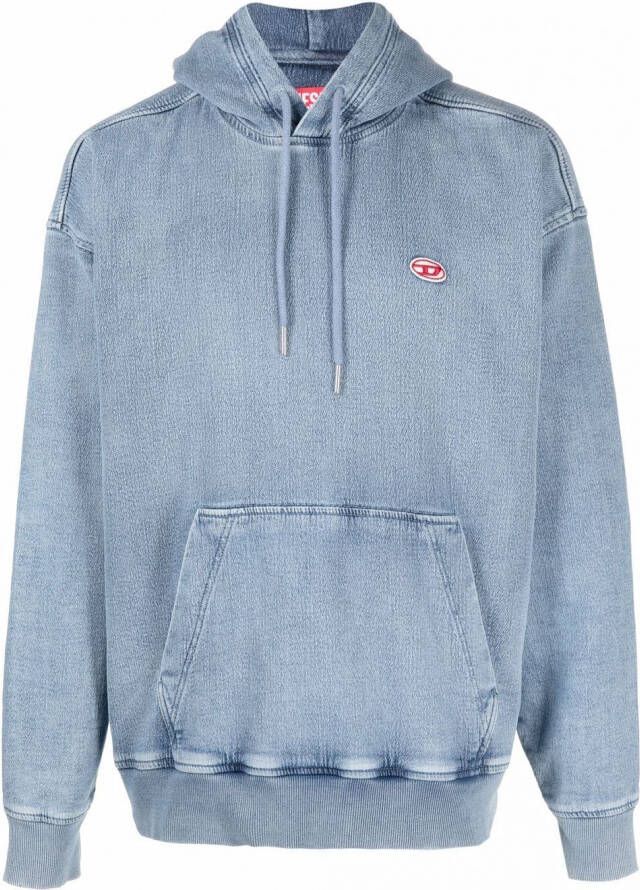 Diesel Sth-D-Um-Rib denim hoodie Blauw