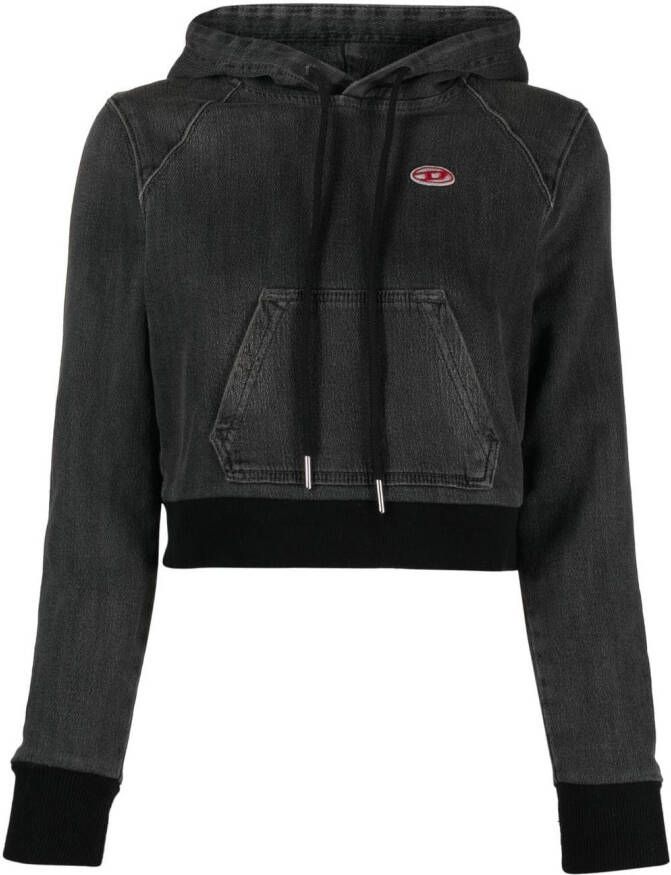 Diesel D-Angy denim hoodie met logo-applicatie Grijs