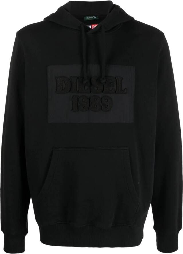 Diesel Hoodie met logopatch Zwart