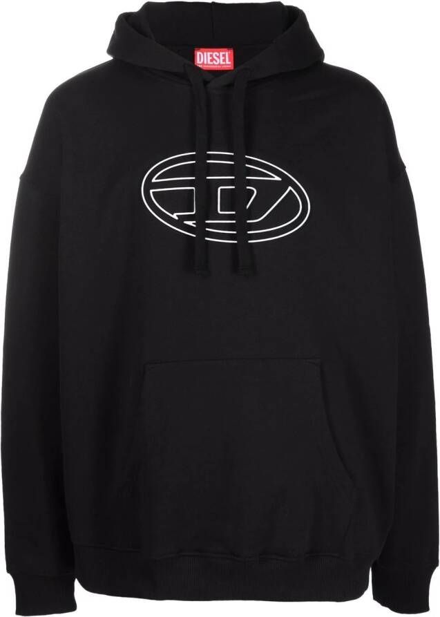 Diesel S-Ummer-Bigoval katoenen hoodie Zwart