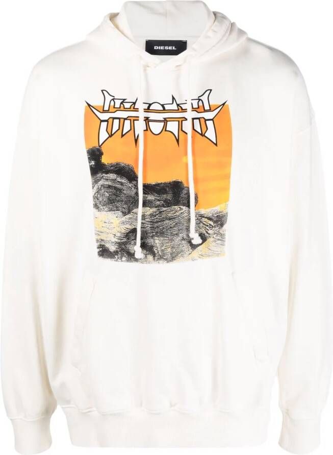 Diesel Hoodie met print Wit