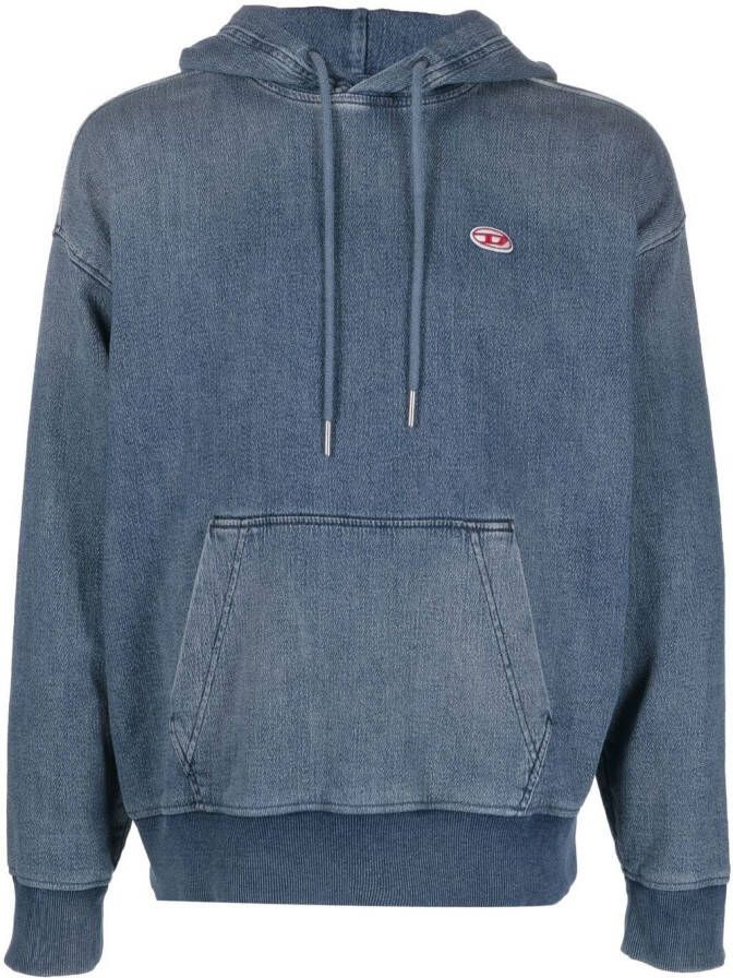Diesel Hoodie met verwassen-effect Blauw