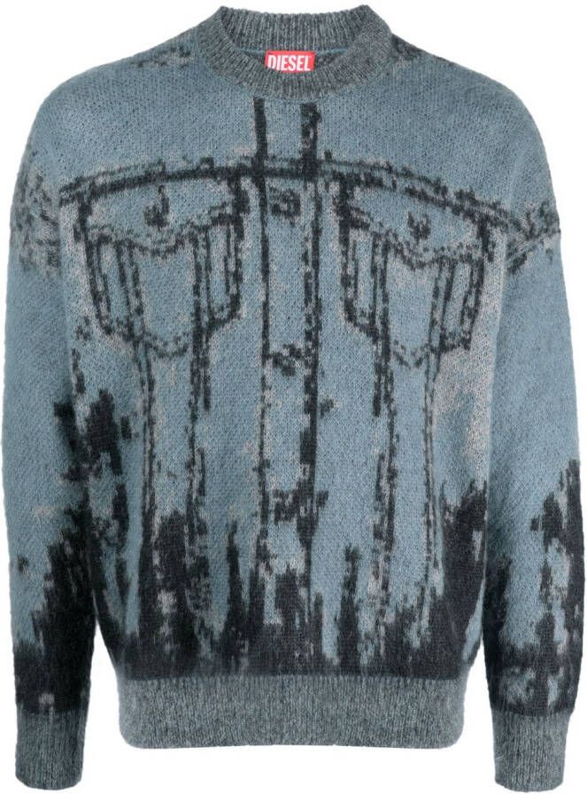 Diesel Intarsia sweater Blauw