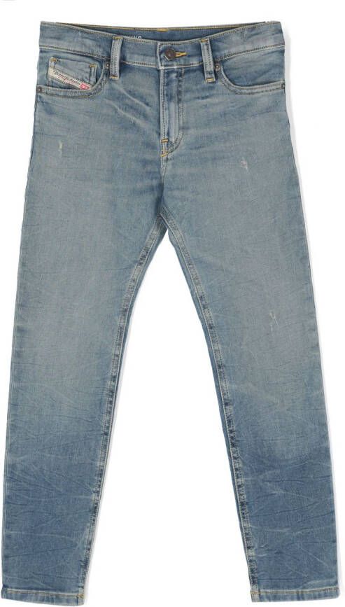 Diesel Kids Jeans met toelopende pijpen Blauw
