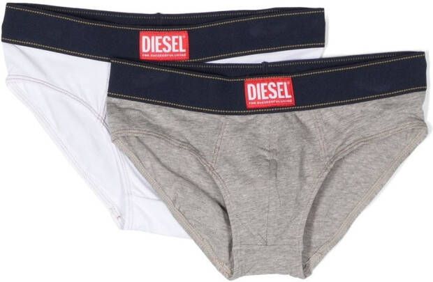 Diesel Kids Slips met logoband (set van twee) Grijs