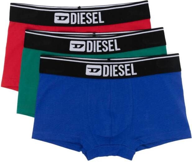 Diesel Kids Drie boxershorts met logoband Blauw