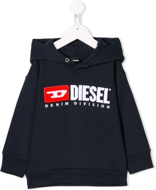 Diesel Kids Hoodie met geborduurd logo Blauw
