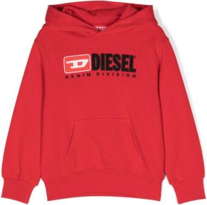 Diesel Kids Hoodie met geborduurd logo Rood