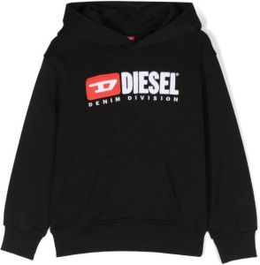 Diesel Kids Hoodie met geborduurd logo Zwart