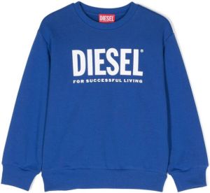 Diesel Kids Hoodie met logoprint Blauw