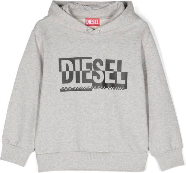 Diesel Kids Hoodie met logoprint Grijs