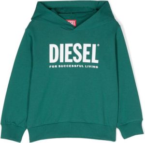 Diesel Kids Hoodie met logoprint Groen