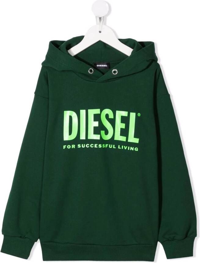 Diesel Kids Hoodie met logoprint Groen