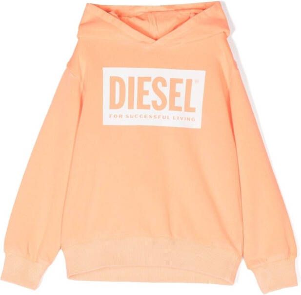 Diesel Kids Hoodie met logoprint Oranje