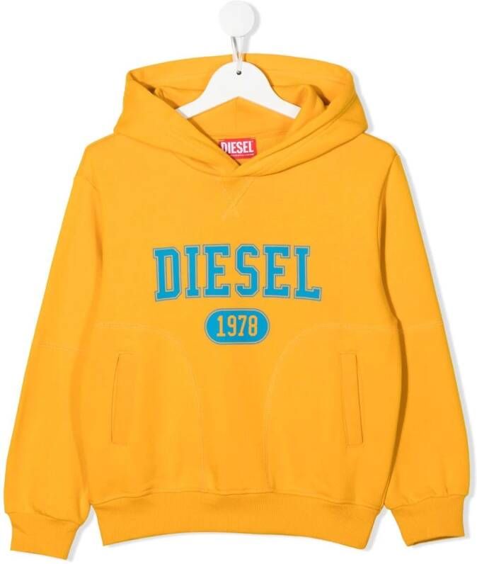 Diesel Kids Hoodie met logoprint Oranje