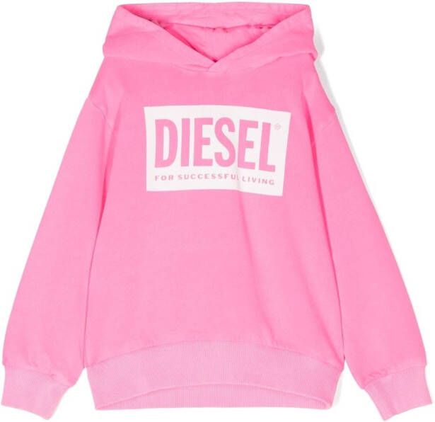 Diesel Kids Hoodie met logoprint Roze