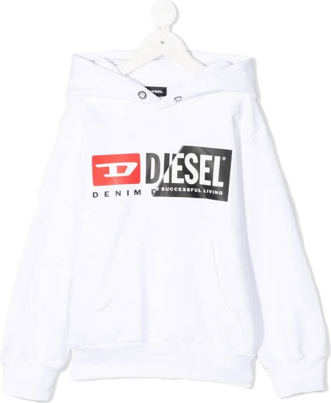 Diesel Kids Hoodie met logoprint Wit