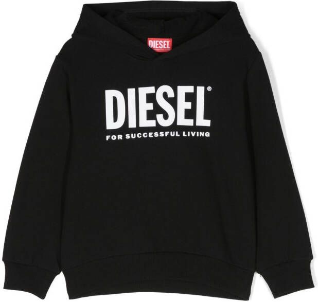 Diesel Kids Hoodie met logoprint Zwart