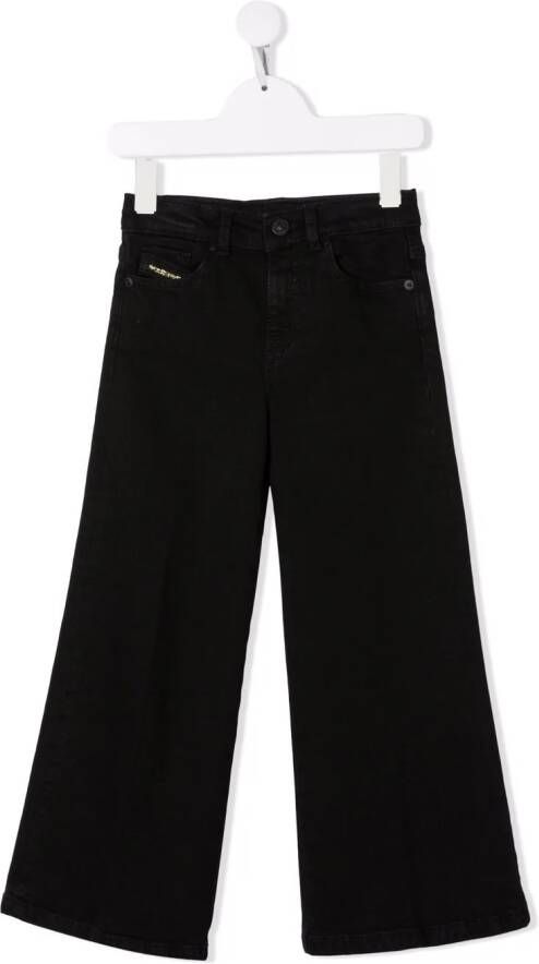 Diesel Kids Jeans met wijde pijpen Zwart