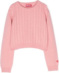 Diesel Kids Kabelgebreide sweater Roze