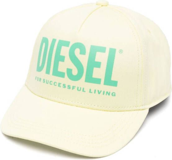 Diesel Kids Honkbalpet met logoprint Geel