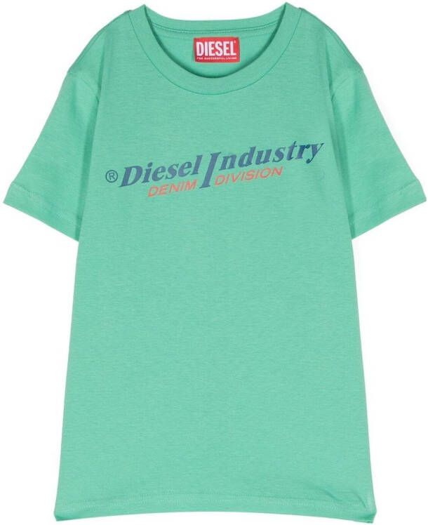 Diesel Kids T-shirt met logoprint Groen