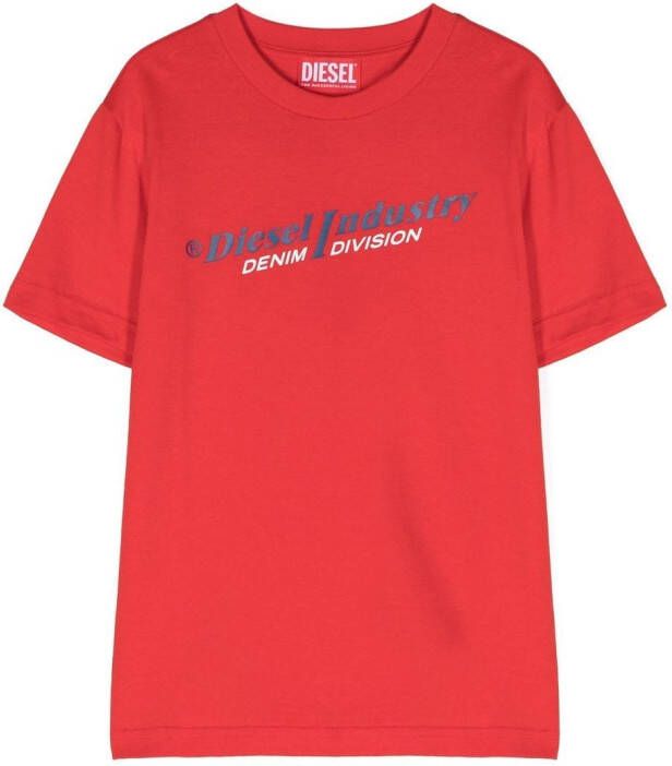 Diesel T-shirt met logo rood Katoen Ronde hals Logo 164