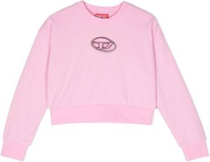 Diesel Kids Strasli logo-embroidered sweatshirt Roze