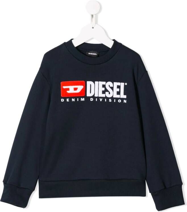 Diesel Kids Sweater met contrasterend logo Blauw