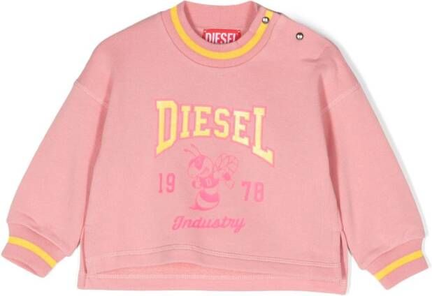 Diesel Kids Sweater met geborduurd logo Roze