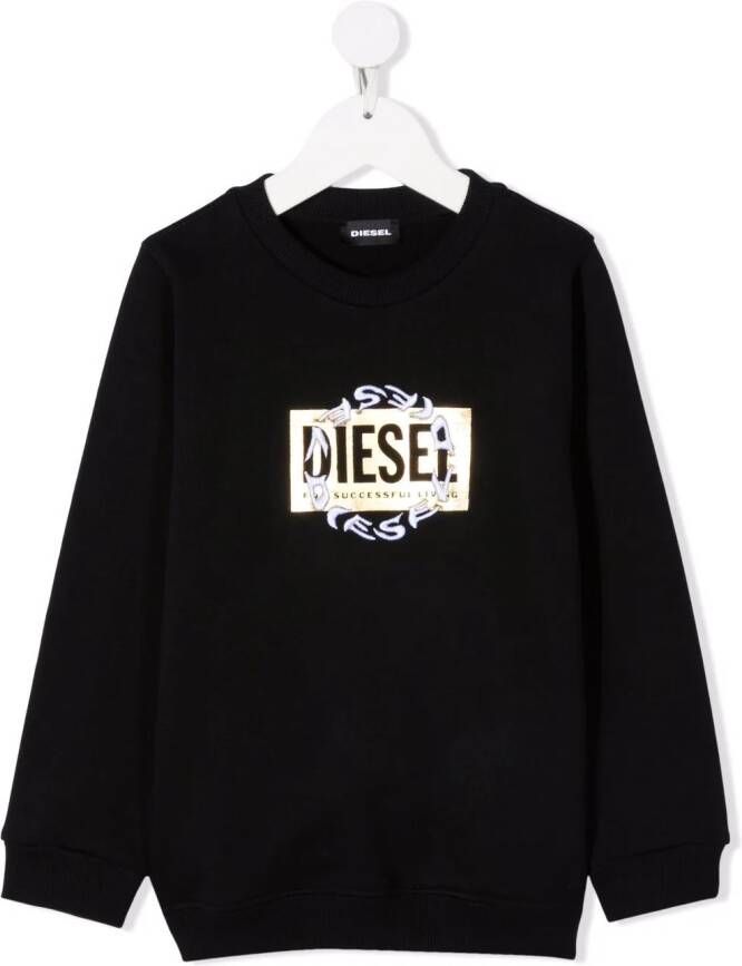 Diesel Kids Sweater met logopatch Zwart