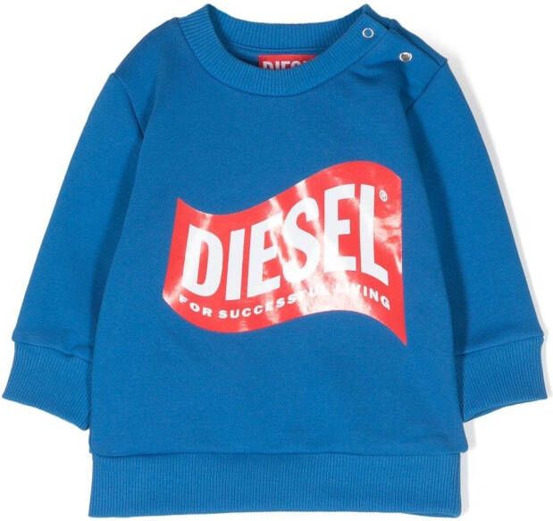 Diesel Kids Sweater met logoprint Blauw