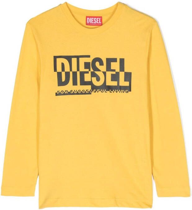 Diesel Kids T-shirt met lange mouwen Geel