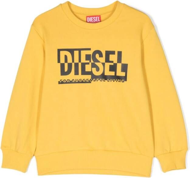 Diesel Kids Sweater met logoprint Geel
