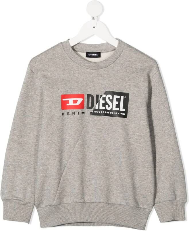 Diesel Kids Sweater met logoprint Grijs