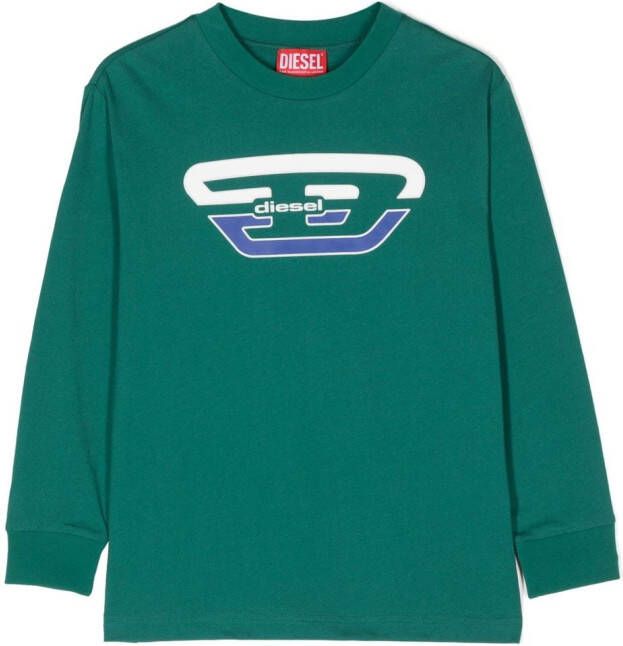 Diesel Kids Sweater met logoprint Groen