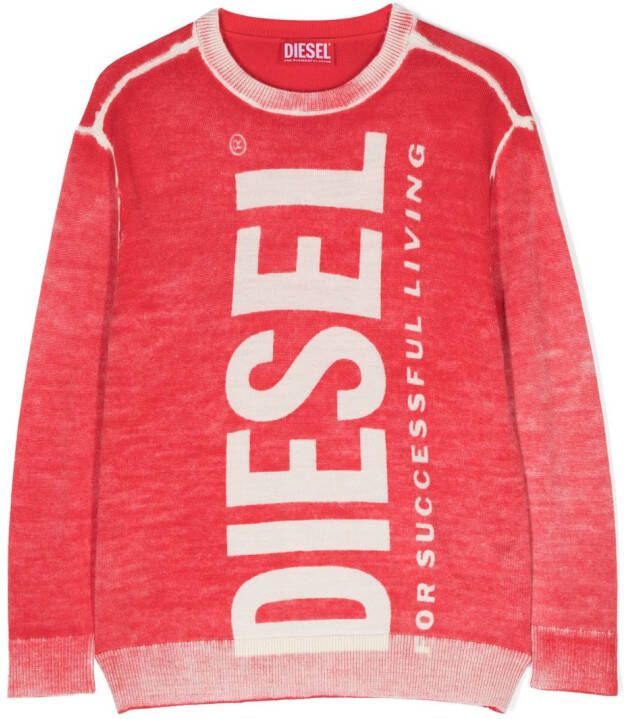 Diesel Kids Sweater met logoprint Rood