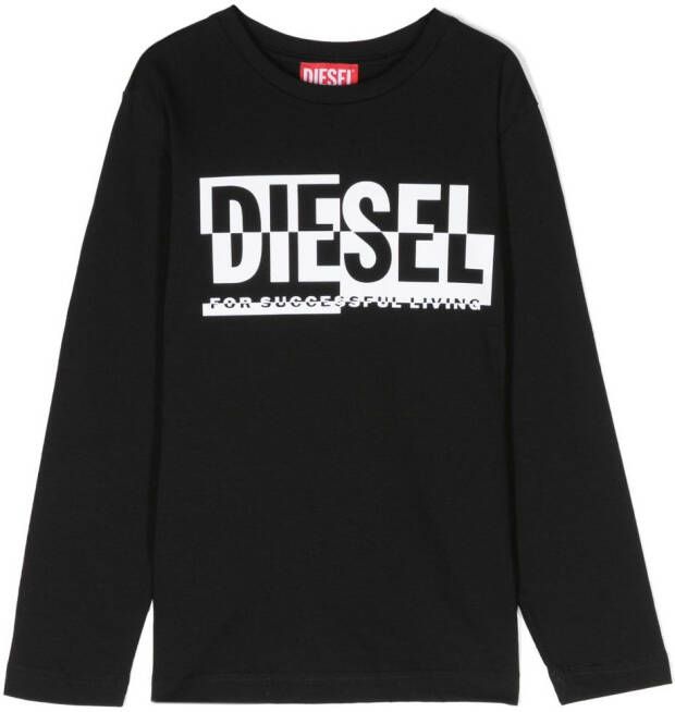 Diesel Kids T-shirt met lange mouwen Zwart