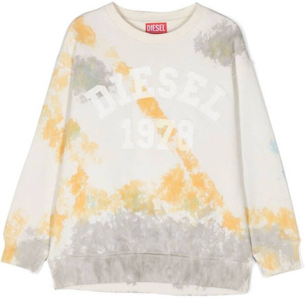 Diesel Kids Sweater met tie-dye print Wit