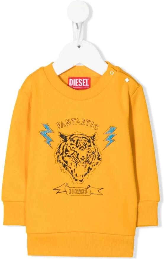 Diesel Kids Sweater met tijgerprint Geel