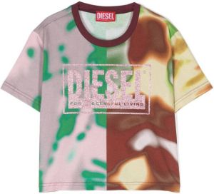 Diesel Kids T-shirt met abstracte print Bruin