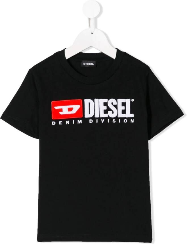 Diesel Kids T-shirt met contrasterend logo Zwart