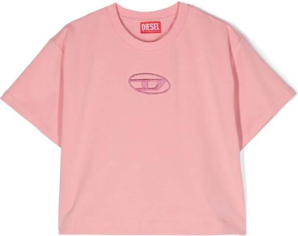 Diesel Kids T-shirt met geborduurd logo Roze