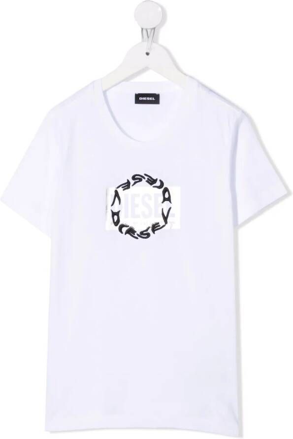 Diesel Kids T-shirt met geborduurd logo Wit