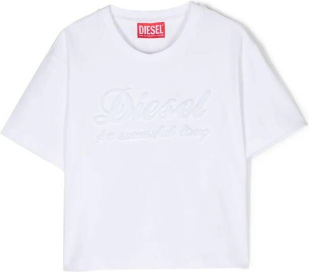 Diesel Kids T-shirt met logo-reliëf Wit