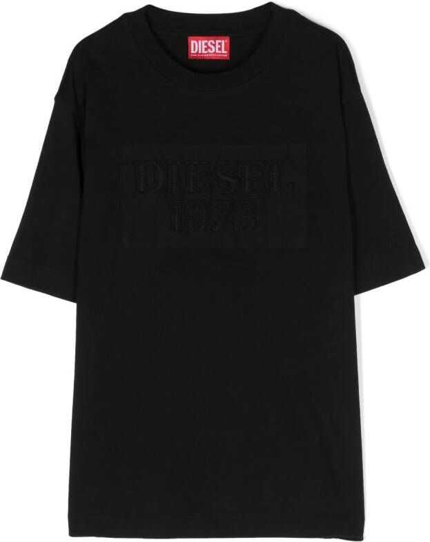 Diesel Kids T-shirt met logo-reliëf Zwart