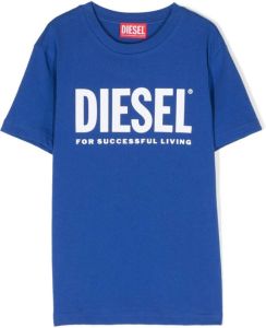 Diesel Kids T-shirt met logoprint Blauw