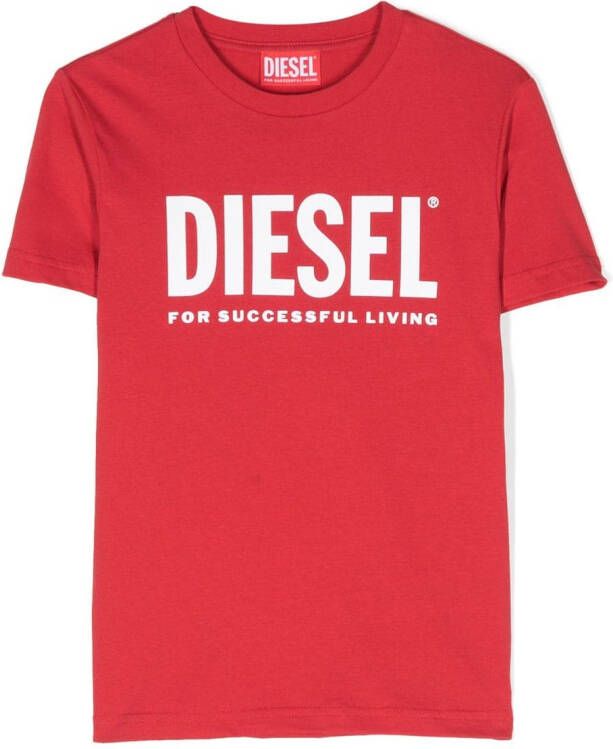 Diesel Kids T-shirt met logoprint Rood